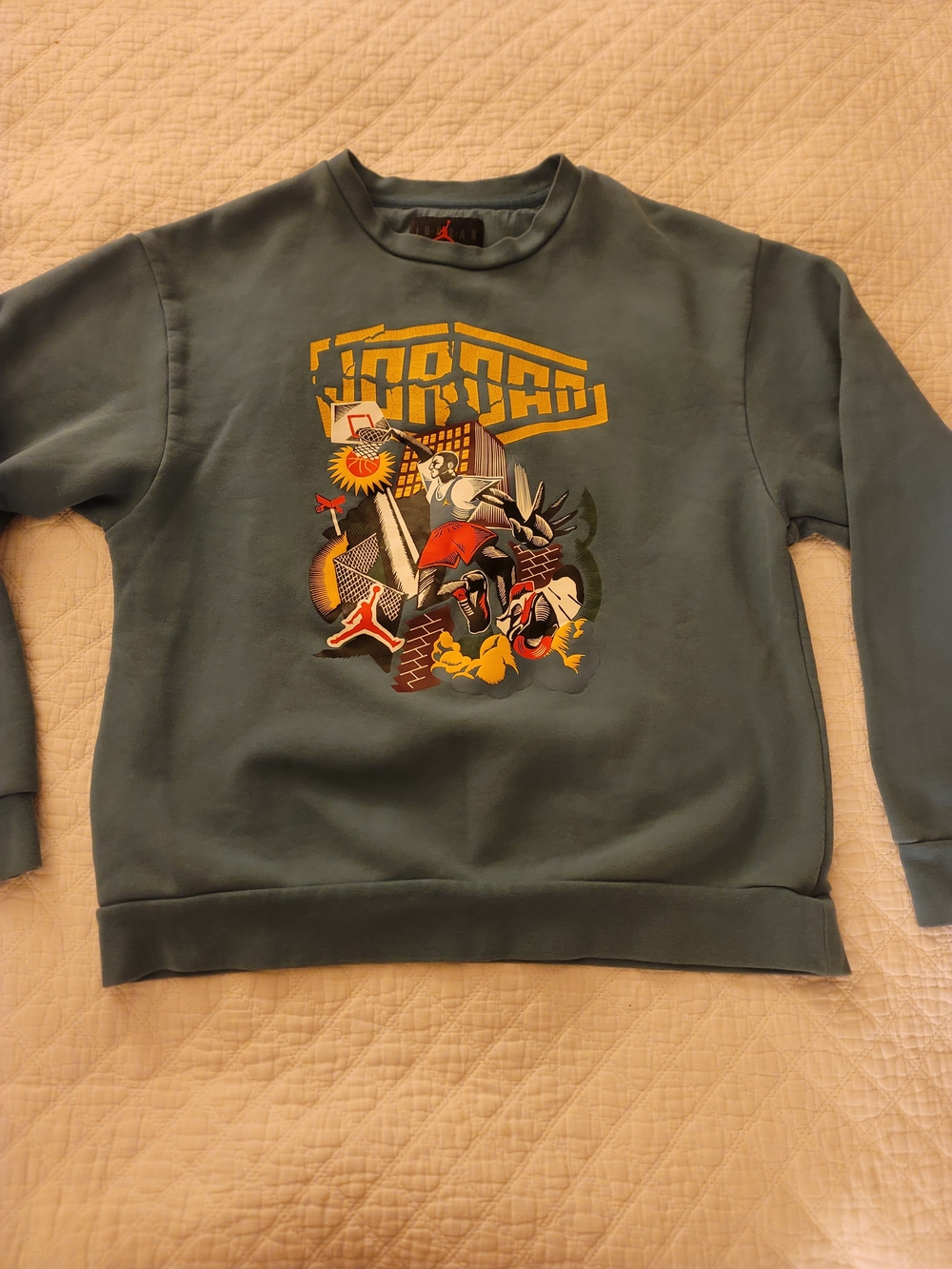 Jordan Men's Sky Blue Crewneck Sweatshirt with Red Jumpman